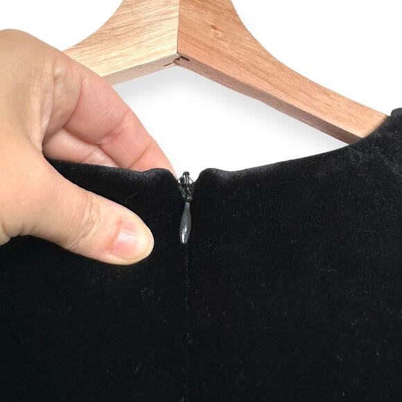 Vintage Ultra Dress Black Velour Stretchy V Neck Maxi Dress Women's Size 16 - Picture 11 of 12